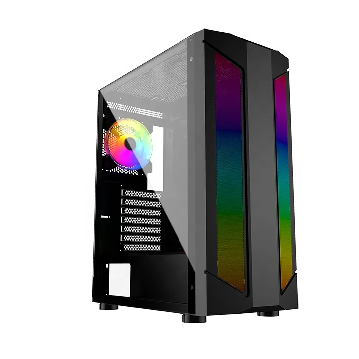 Лидер продаж, корпус для ПК из закаленного стекла с RGB-вентилятором, игровой корпус со светодиодной лентой