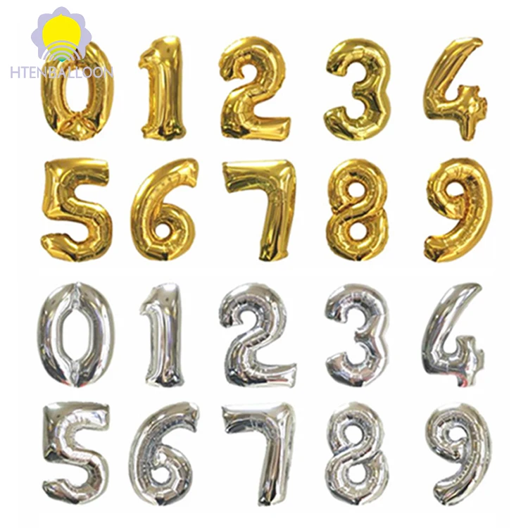 40inch Party Supplies Happy Birthday Balloons Large 0-9 Gold&silver Foil Number Balloon