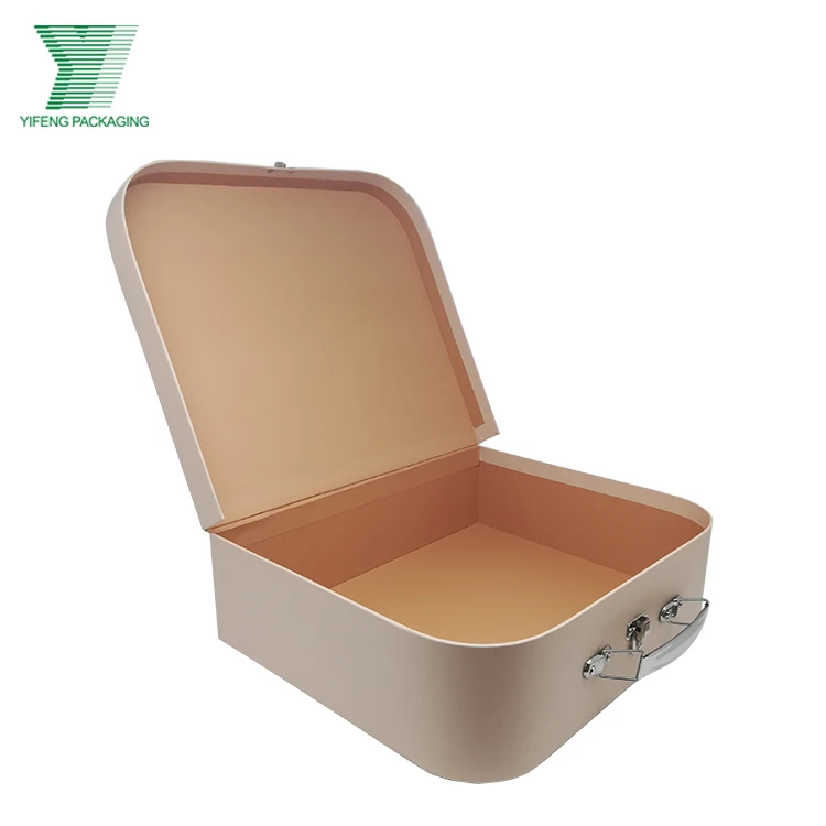 Luxury fancy paperboard home storage suitcase wedding gift packing suitcase child toy cardboard paper suitcase