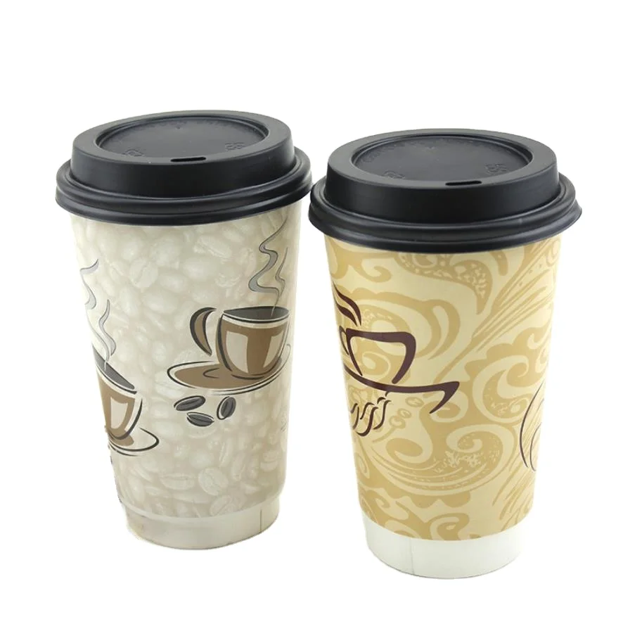
Degradable Disposable Coffee Paper Drink Hot Drink Cup Double Wall Insulated Drink Hollow Cup Thickened Milk Tea Cup With Lid 