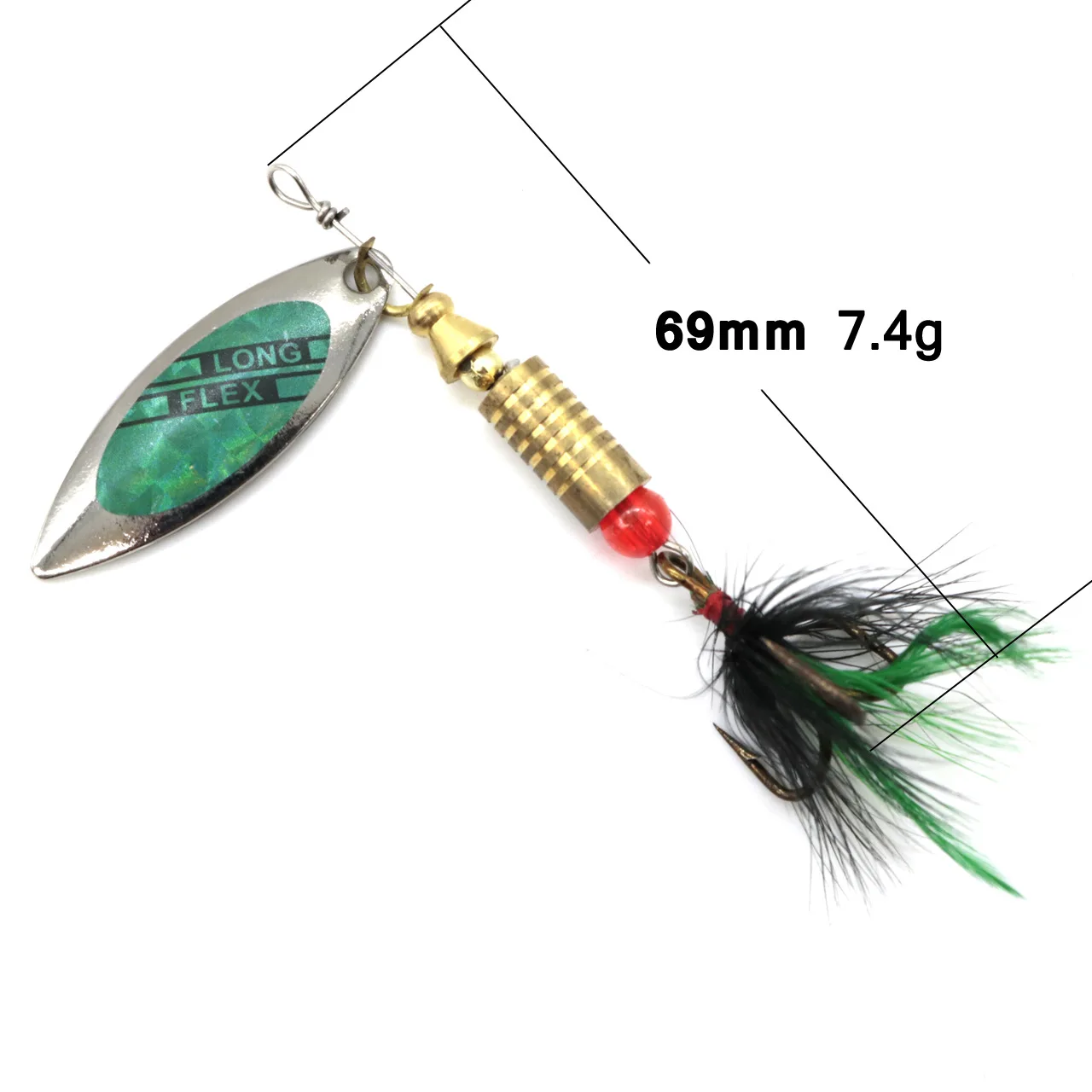 Jetshark 6.3cm 7g 8colors Artificial Bait Spoon with Feather Hook Metal Spoon Fishing Lure