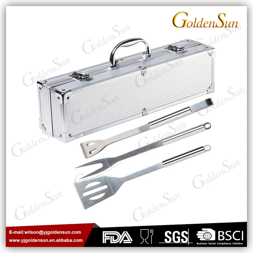 3pcs Oxford Bbq Tools Stainless Steel Bbq Tools Barbecue Accessories Utensils BBQ Tool Set Aluminum Case Tongs For Outdoor