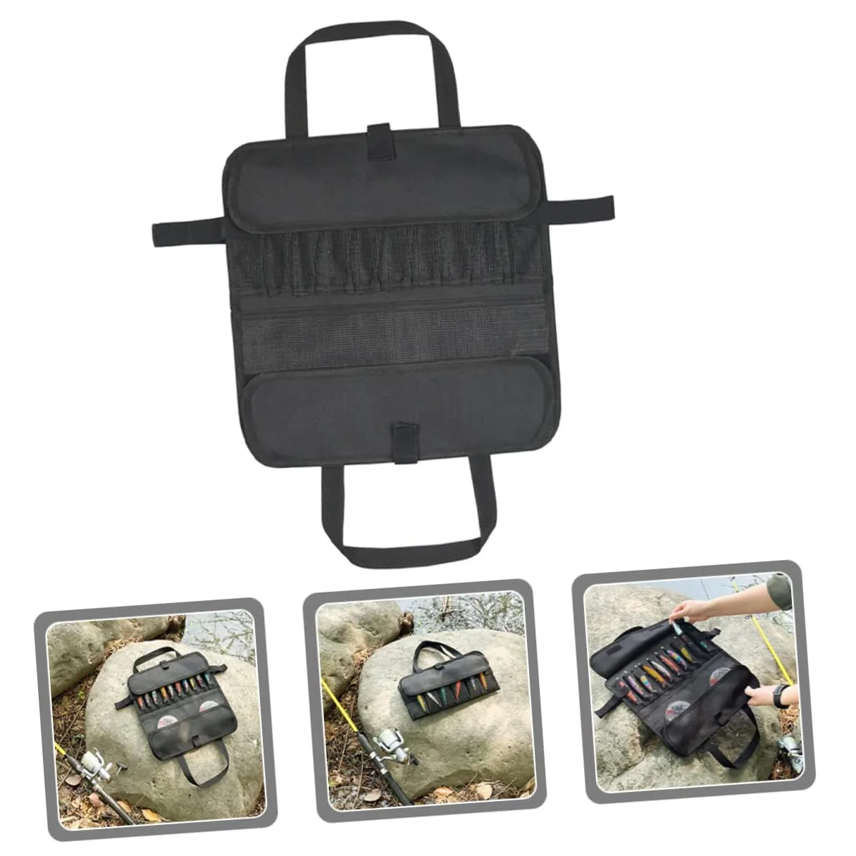 Waterproof Fishing Lure Roll Up Fishing Jig Pouch Foldable Bait Storage Tackle Pocket Bag Fishing Jig Bag