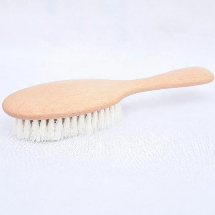 Yaeshii Best Quality  Wood Hair Baby Brush  Eco-friendly Material 100% Natural Goats Hair Baby Brush wood hair brush