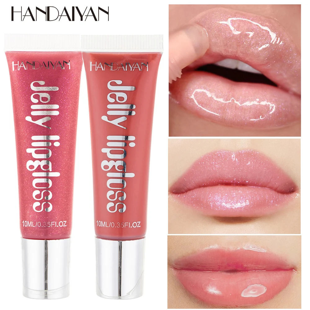 HANDAIYAN 10ml Shiny Jelly Lip Gloss Sexy Big Lips Plumper Makeup Moisturizing Waterproof Liquid Lipgloss Women Make Up