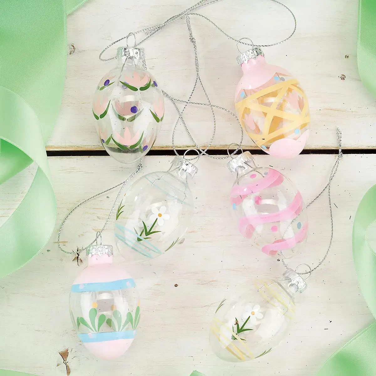 Hand Painted Pastel Glass Easter Egg Ornaments for Holiday Home Decor Spring Themed Tree Decorations