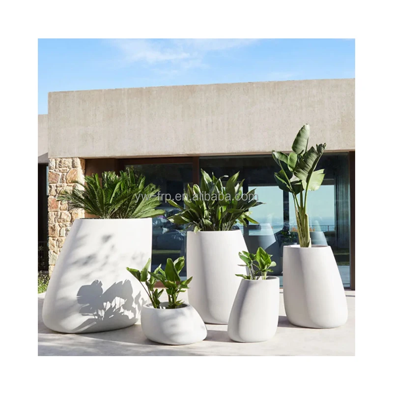 Outdoor Fiberglass Planter Pot Flower  Vase Decor For Garden  Hotel  Decoration Fiberglass Vase