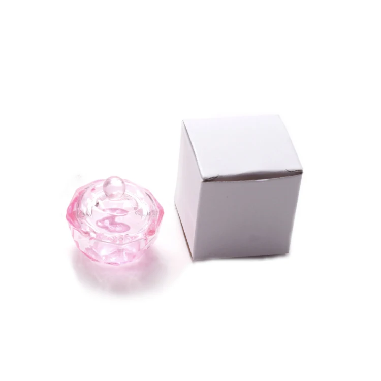 Crystal Pink Dapper dish for nail art acrylic liquid nail art liquid container glass dish