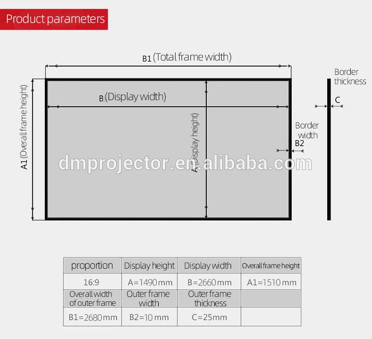 
Chinese Hot sale 4K alr 120 Inch short throw projector fixed frame screen ambient light rejecting projector screen 