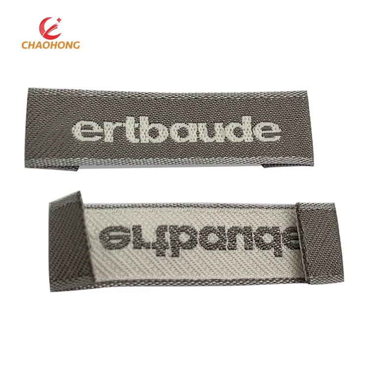Wholesale Custom Famous Brand Name Logo Centerfold Machine Woven Damask Durable Clothes Labels for Clothing