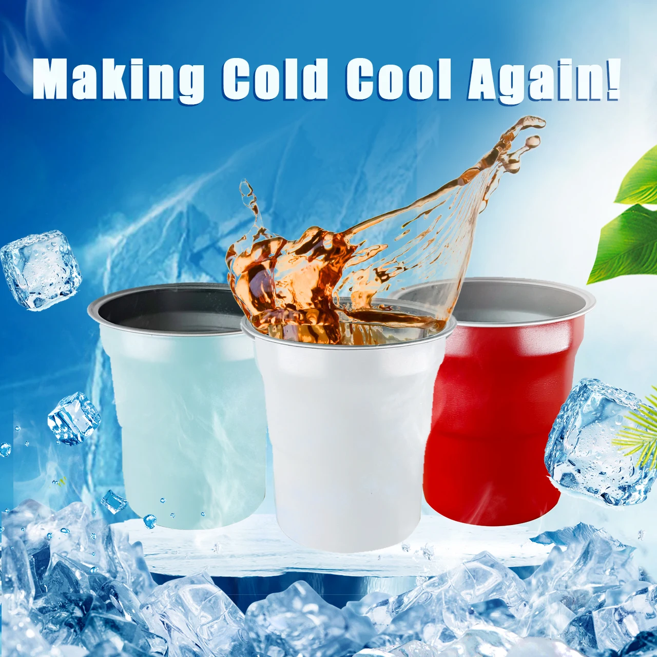 OEM 270ml 480ml 600ml outdoor camping reusable aluminum cold cup disposable aluminum party cups