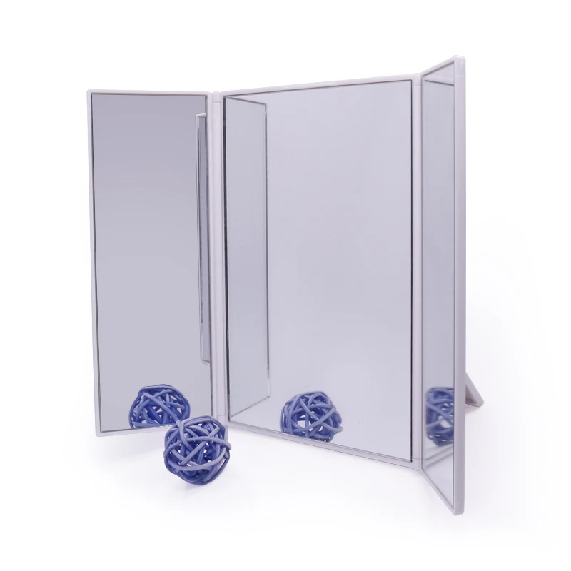 Portable Three Way Desktop Pocket Folding Makeup Vanity Home Beauty Mirror With Customized Color and 2 Times Magnification