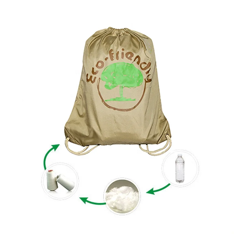 Eco Friendly Material Promotional Sustainable Recycled RPET Gift Drawstring Bag with Custom Logo