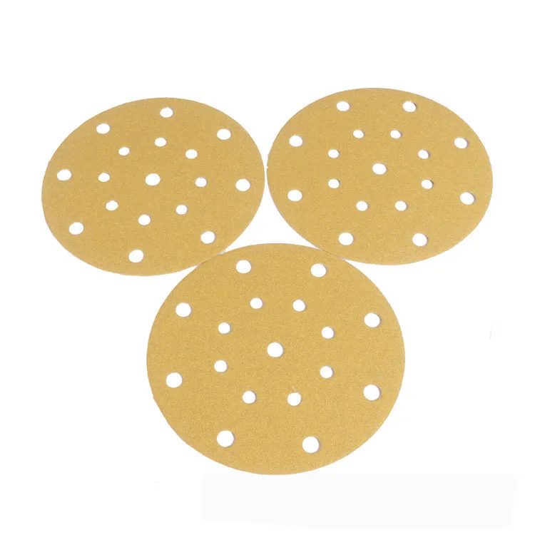 6inch(150mm)17 holes hook and loop Gold sanding discs sandpaper for orbital sander