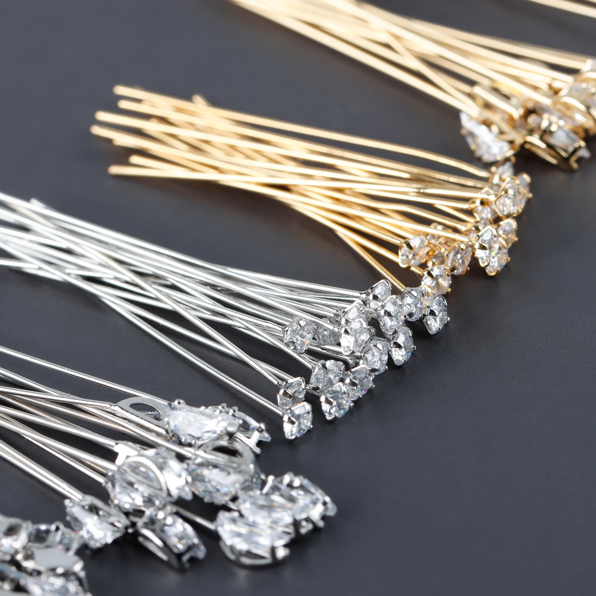 M1006   Gold Silver Color Metal Zircon Diy Earring Connectors Head Pins Jewelry Making Accessories  10 pcs/lot