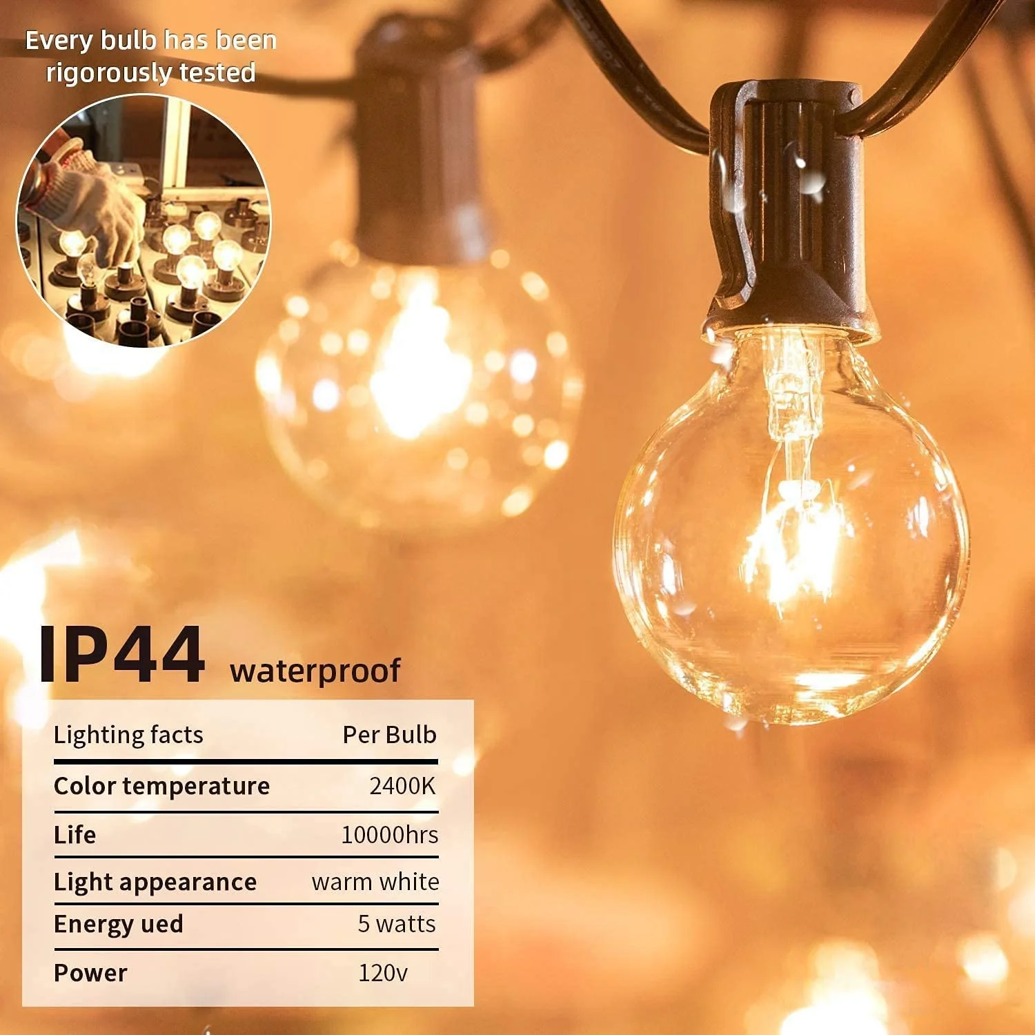 Waterproof Connectable G40 String Light Copper Wire E12 luces de navidad Outdoor New year garden Hanging Lights