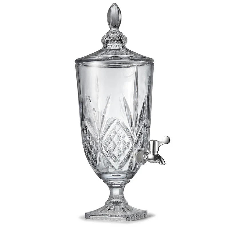 
Wholesale Customized Clear Crystal Glass Iced Beverage Collection 3.3L Drink Beverage Dispenser 