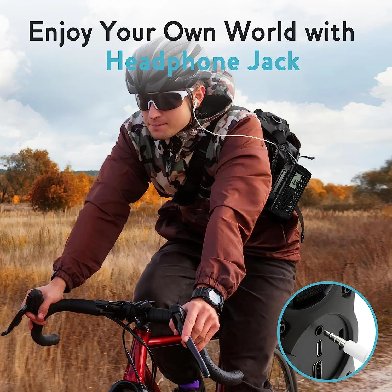 Emergency Weather Alert Radio with AM FM WB Portable Battery Powered Solar Hand Crank Radio for Home Outdoor Hurricane Survival