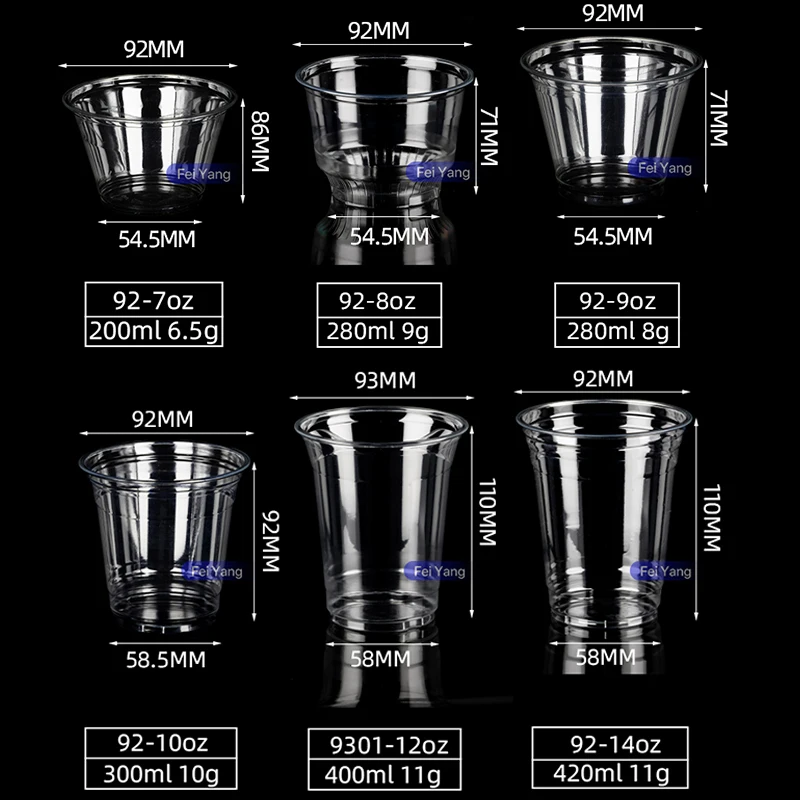 Hot Sale 9oz 92mm Mini Logo Printed Clear Disposable PET Cup Cold Coffee Ice Cream Yogurt Plastic Cup for Dessert