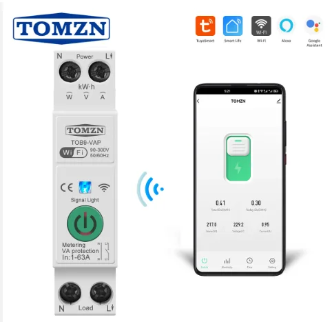 Умный выключатель измеритель энергии TUYA WiFi MCB 1P + N беспроводной пульт дистанционного управления Измеритель VA защита 1-63A регулируемый