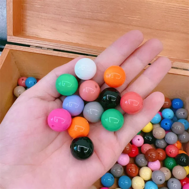 Mylulu Wholesale Candy Colored Loose Acrylic Plastic Bracelet Beads Jewelry beads Bubblegum Bead For Jewelry Making Kit Set