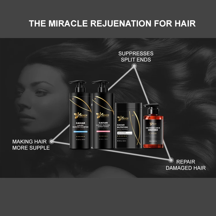 Private Label Salon Level Collagen treatment Nourishing Caviar Shampoo Professional Hair Care Set Products
