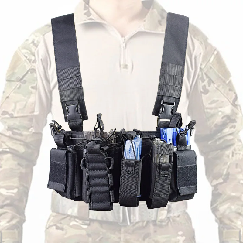 D3 Tactical Vest Chest Rig Pack Pouch Combat Paintball Multi-pocket Lightweight Nylon Outdoor Camping Hiking Accessories