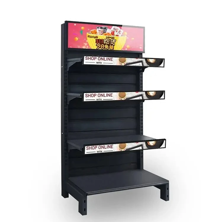 Дизайн интеллектуальный металлический держатель полка для супермаркетов светодиодная рекламная стойка витрины оптовая