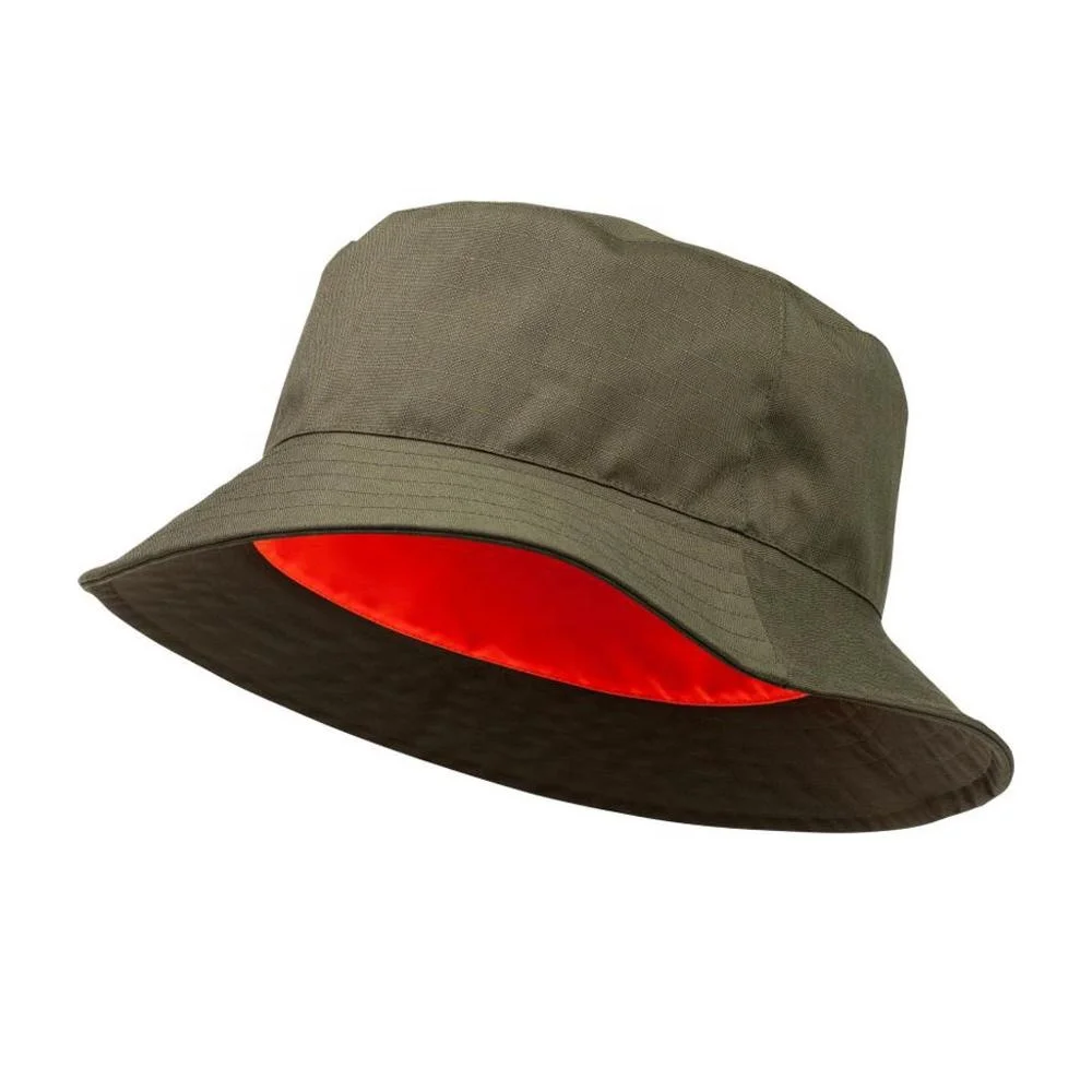 Reversible Military Green Neon Orange Tactical Hunting Camping Bucket Hat Custom Waterproof Outdoor Cap