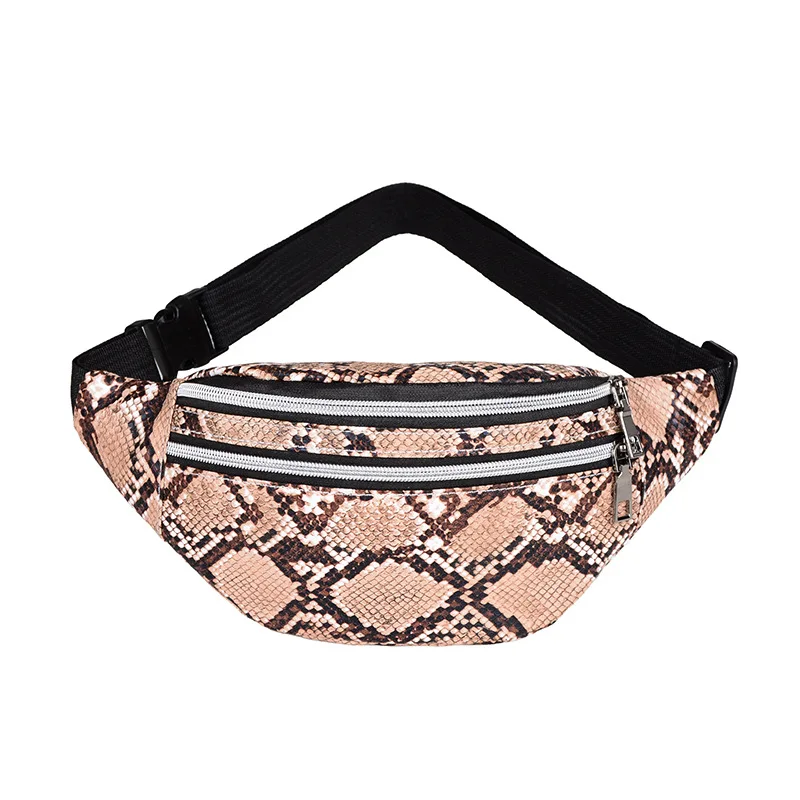 New Design Wholesale PU Woman Snakeskin Crossbody Chest Bag Female Fanny Pack Bag