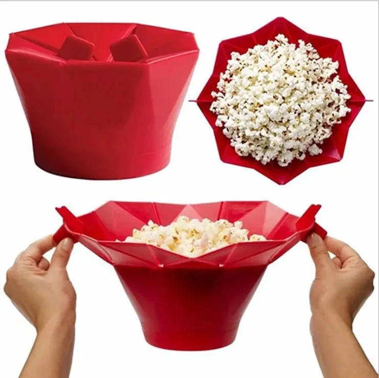 wholesale kitchen tools foldable microwave oven silicone popcorn makers machine bucket bowl