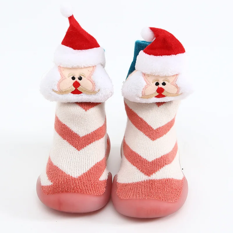 JX-I-1151 Custom design socks winter thickened Christmas socks shoes baby toddler shoes