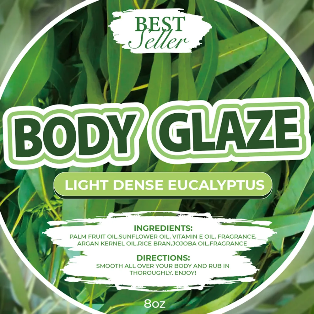 Private brand makeup bronzer glow lotion body shimmer oil glitter gel vitamin e eucalyptus body glaze