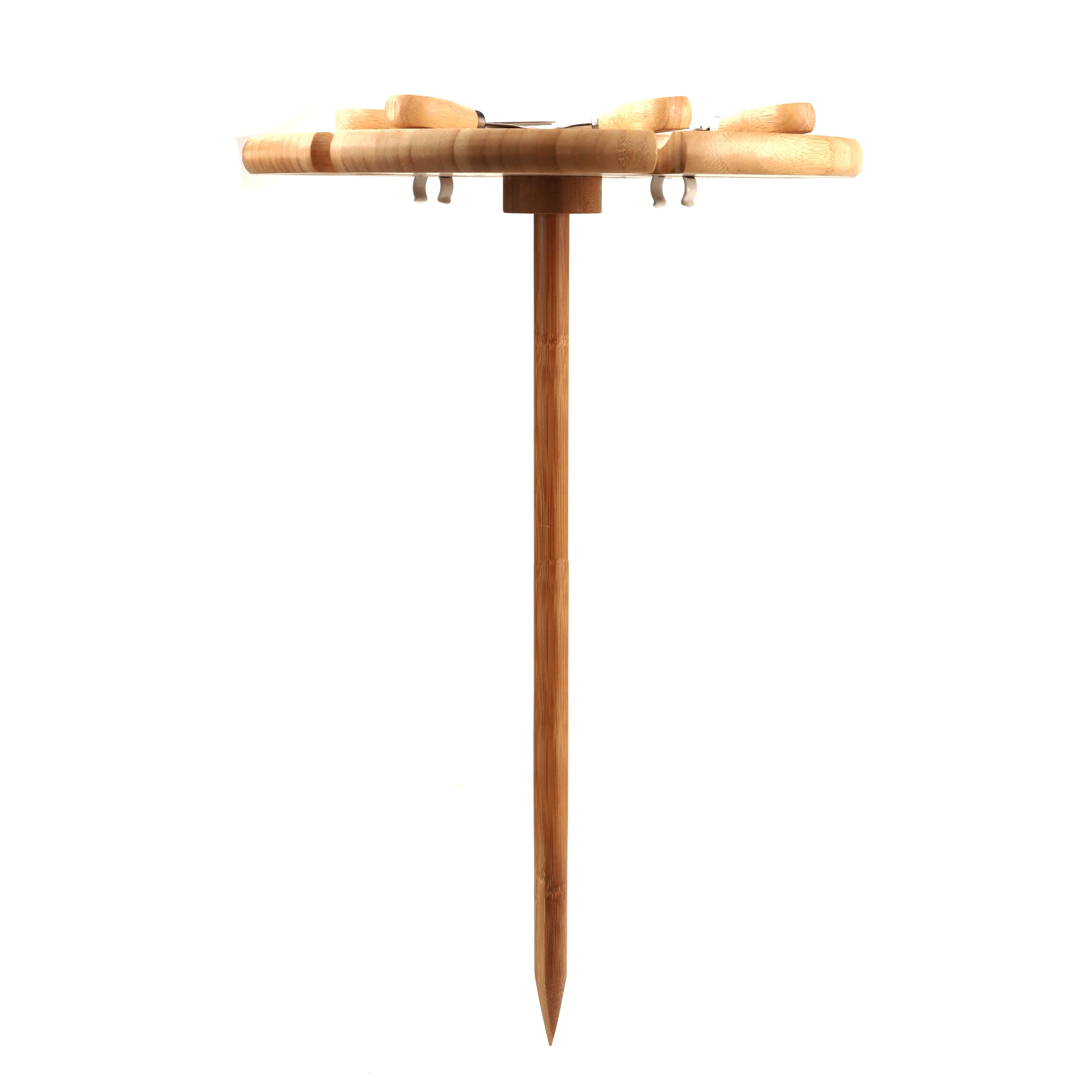 High quality outdoor foldable bamboo wooden picnic table desk with wine holder and cutlery set