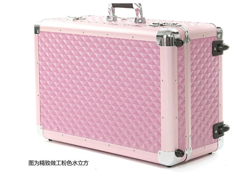High quality class customized black trolley aluminum devices demo trunk case with wheels