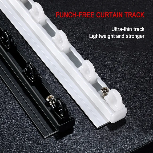 Punch-free ripple fold rails Hospital Hotel Home Window rails rod  1m- 6m Heavy Duty Aluminum Ceiling  Curtain Track