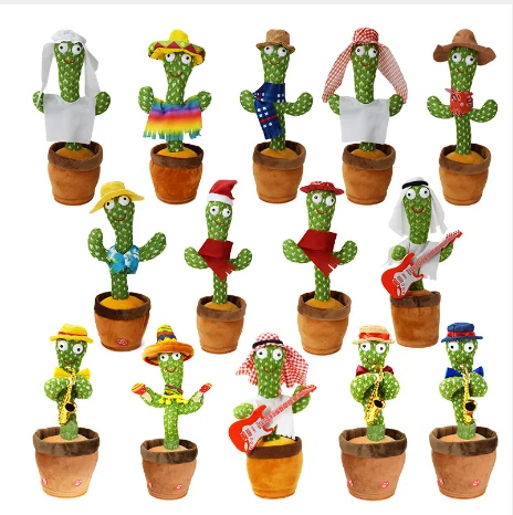 2023 Hot selling Funny Wriggle Doll Talking Game Singing Plush Toy Recording Musical Toy Dancing Cactus