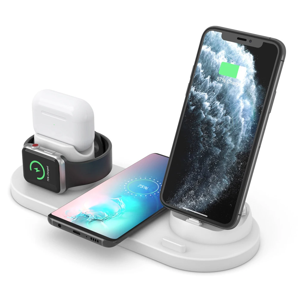 Multi device QI Fast Wireless Charging Dock All in One Wireless Charging Stand 6 in 1 Wireless Charger