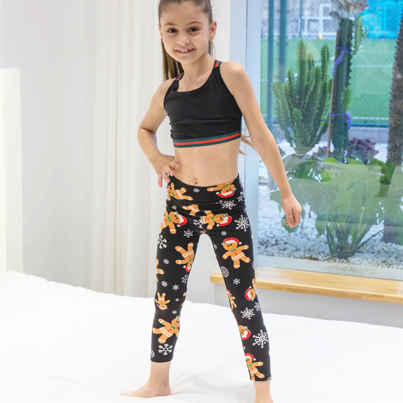 New Year Holidays Girl Kids leggings Winter Pants Christmas Soft Ginger Baby Prints Leggings For Children Wholesale