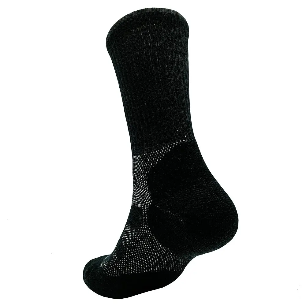 Plain black merino wool acrylic blend hiking socks