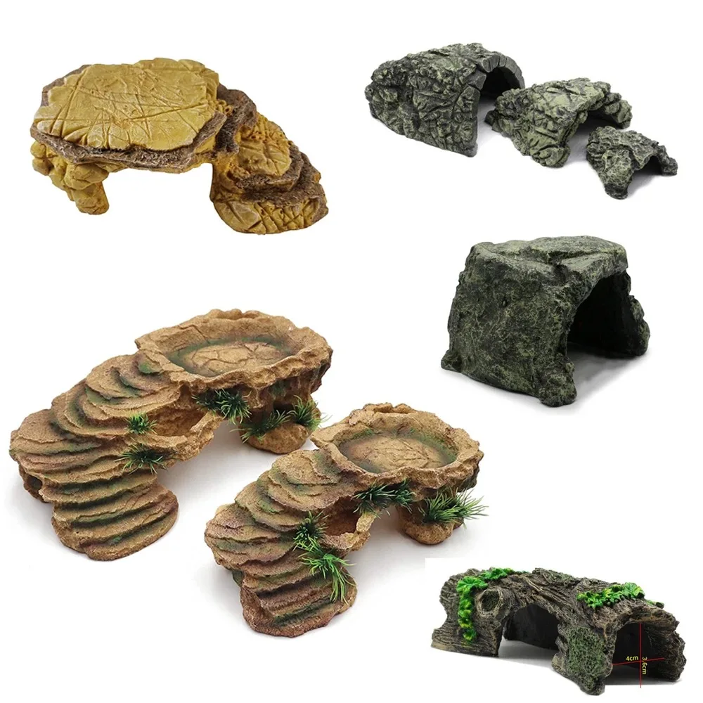 Turtle Basking Platform Tortoise Climbing Ramp Shale Reptiles Dock Resting Terrace Turtle Sunning Platform Resin