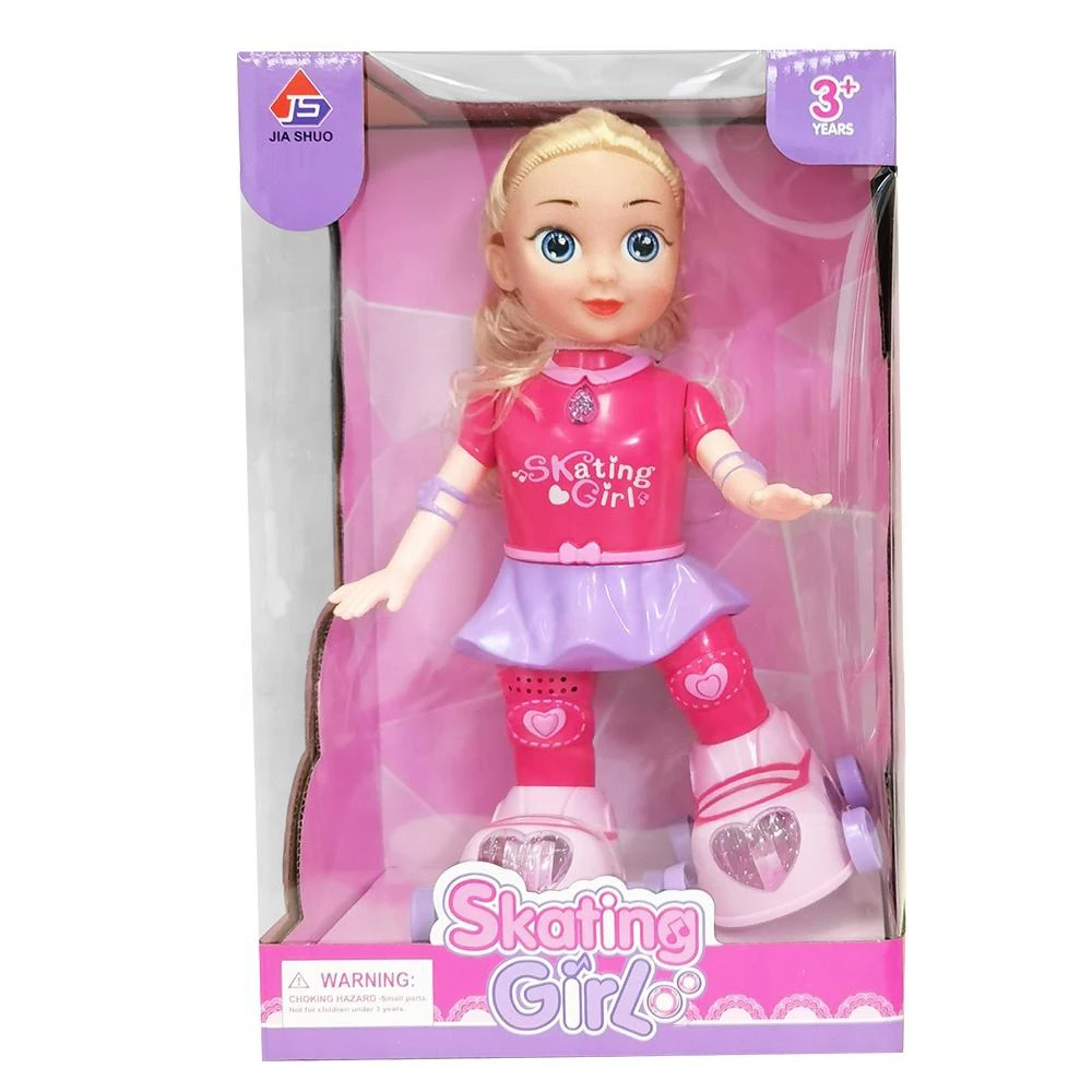 Novel design BO princess toy plastic skating girl lighting musical electric doll toy