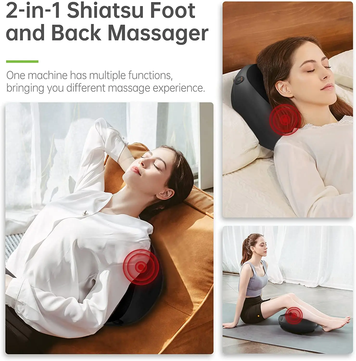 almohada de masaje/Kneading and heating Body Massage Cushion/Leg foot massager pillow