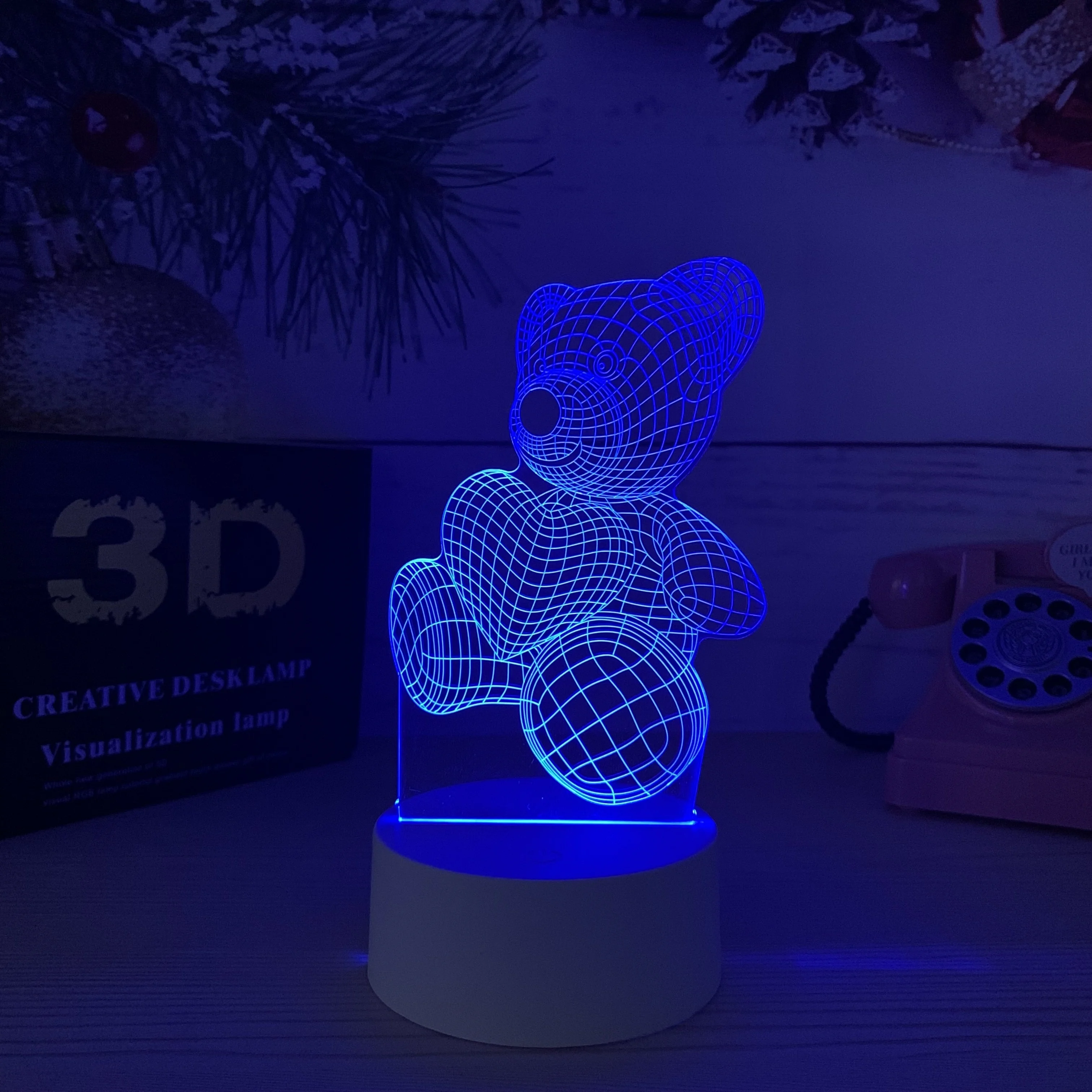 Bear Stereoscopic Night Lights Love Table Desk Lamp Gift Lights 3D Acrylic Night Lights Warm Light / 3 Colors / Colorful Sensor