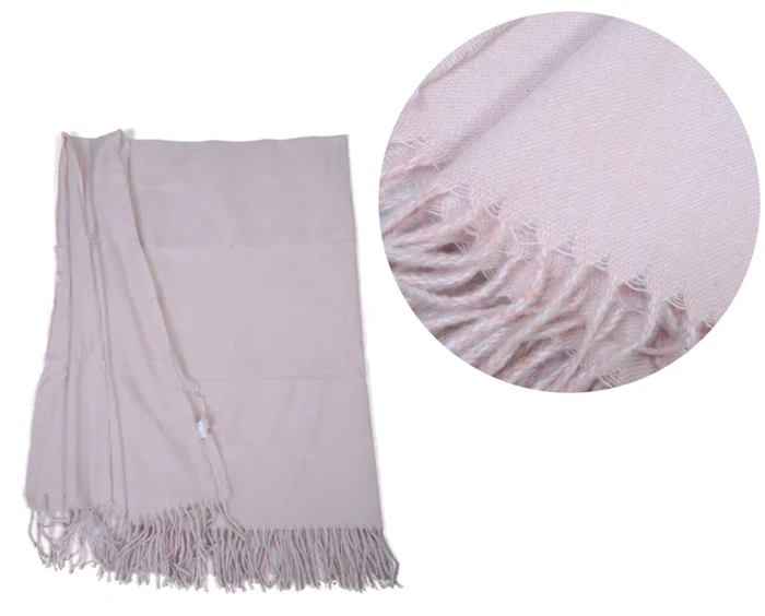 Fluffy Pure Baby Pink Solid Elegant Color Ribbon Bow Gift Polyester Feather Yarn Knitted Throw Blanket