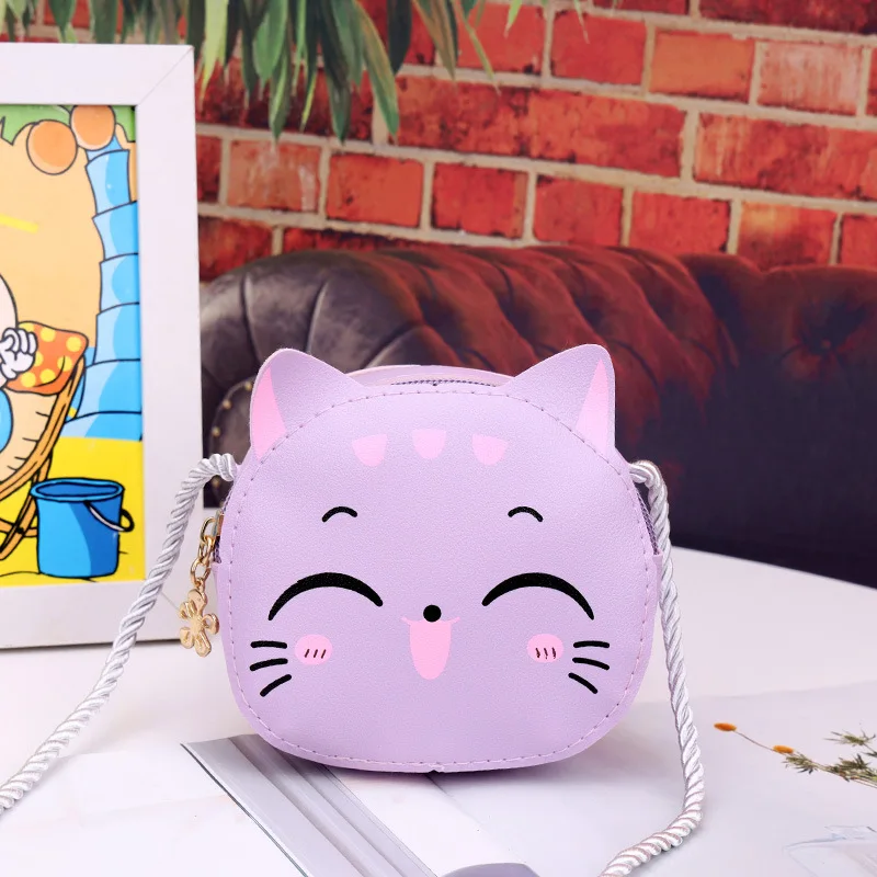 cute cat crossbody leather bag women print cartoon 2022 new arrival crossbody bag kids