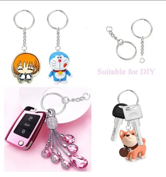 
Nickel Plated Split Key Ring with Chain Silver Color Metal Split Keychain Ring Parts 