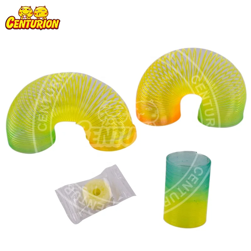 Toy candy kids plastics rainbow spring toy with whistle candy