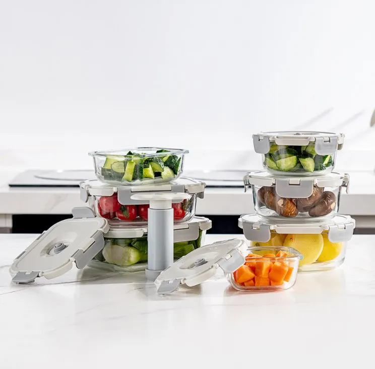 IKOO Airtight Borosilicate Glass Food Storage Container Vacuum Food Container with Pump