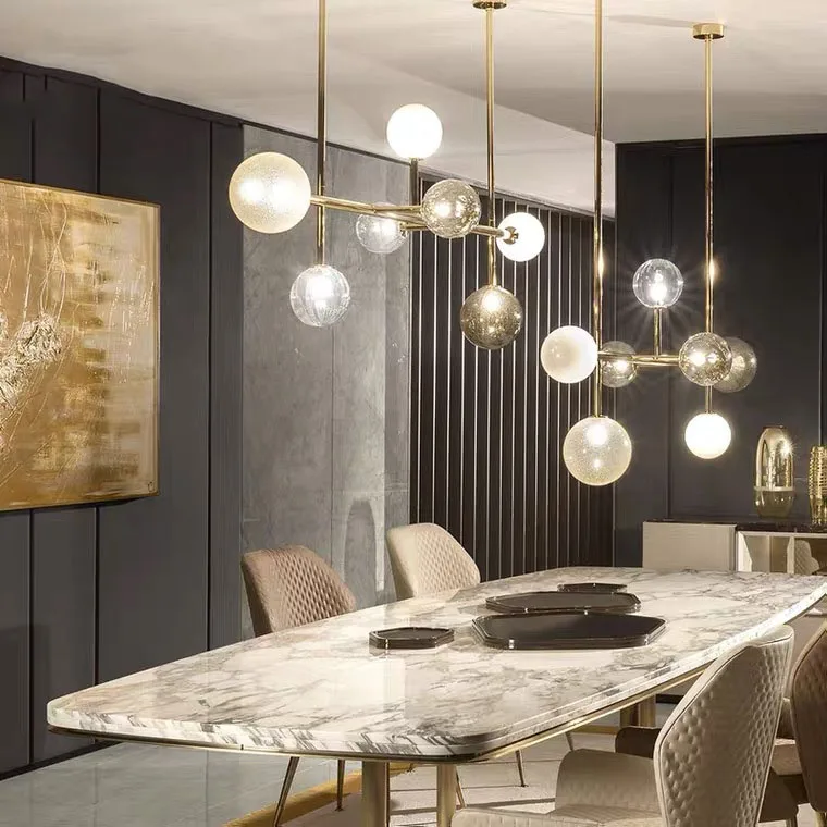 Wholesale price luxury design rectangular desktop marble dining room tables and chairs set home furniture